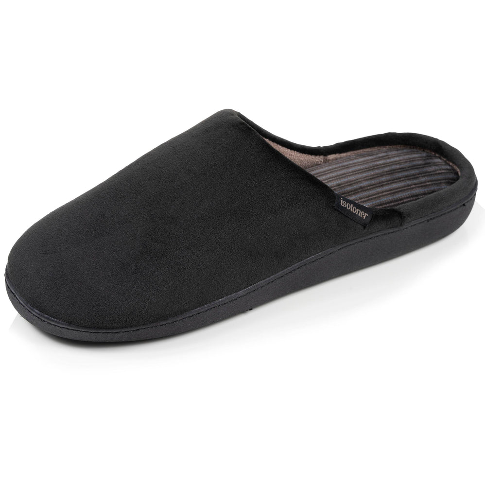 Chaussons mules Homme Noir intérieur rayures - Isotoner