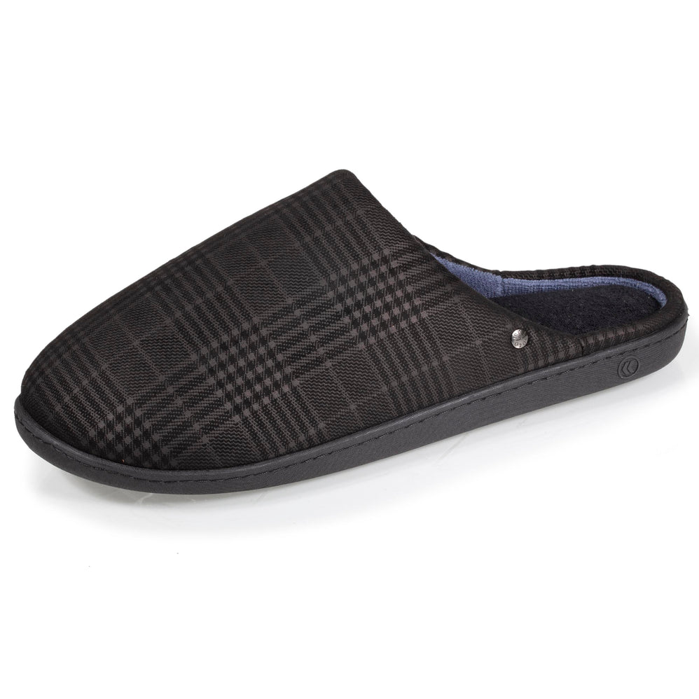 Chaussons mules Homme Noir tartan - Isotoner