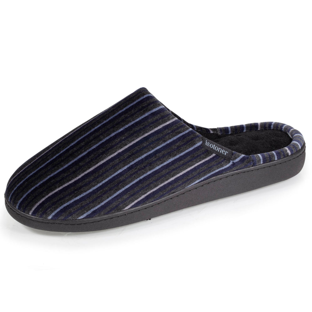 Chaussons mules Homme Rayures bleu/gris - Isotoner