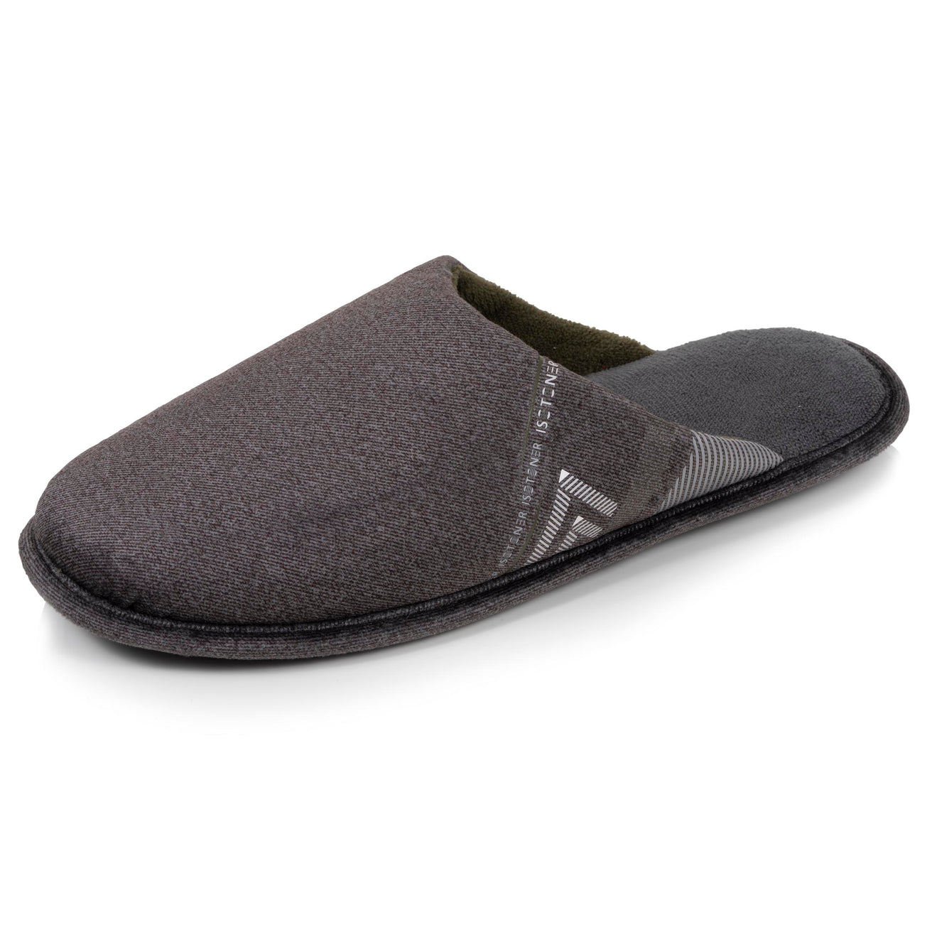 Chaussons mules plates Homme Gris chiné