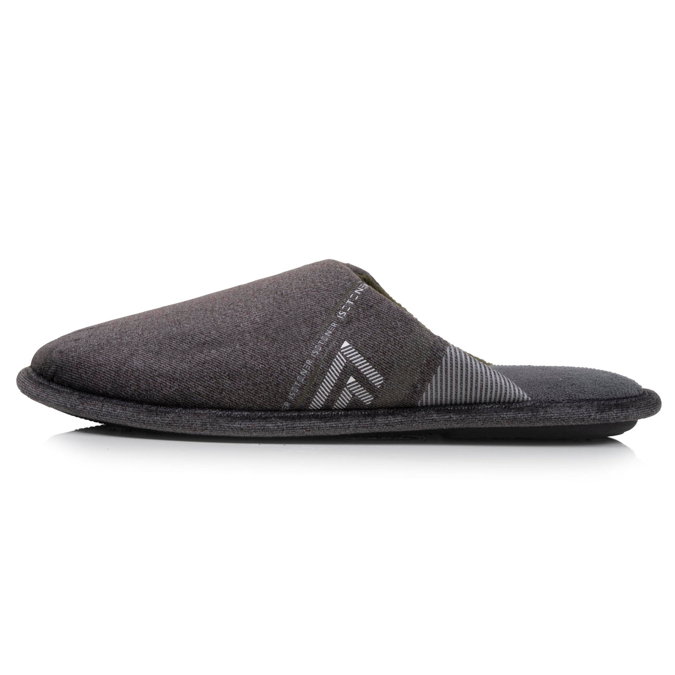 Chaussons mules plates Homme Gris chiné