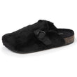 Chaussons sabots Femme Noir imitation fourrure