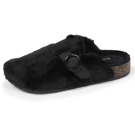 Chaussons sabots Femme Noir imitation fourrure - Isotoner