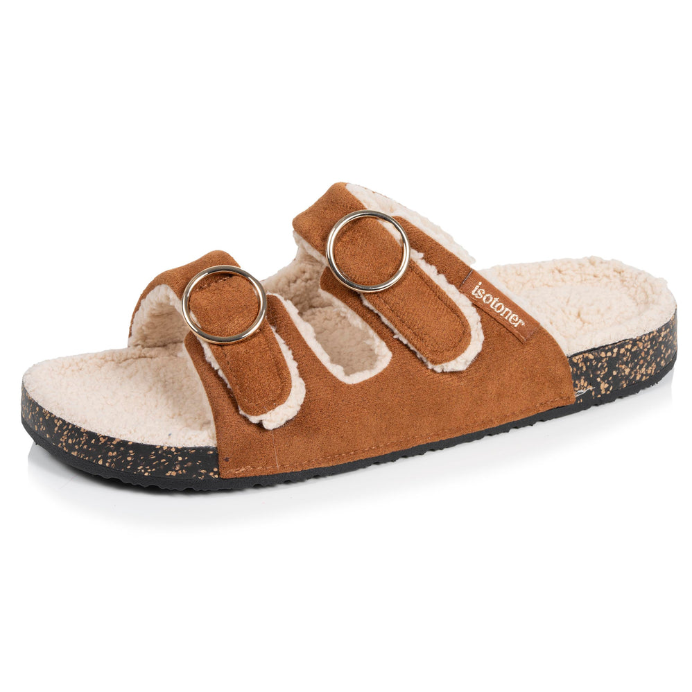 Chaussons sandales Femme Camel Sherpa - Isotoner