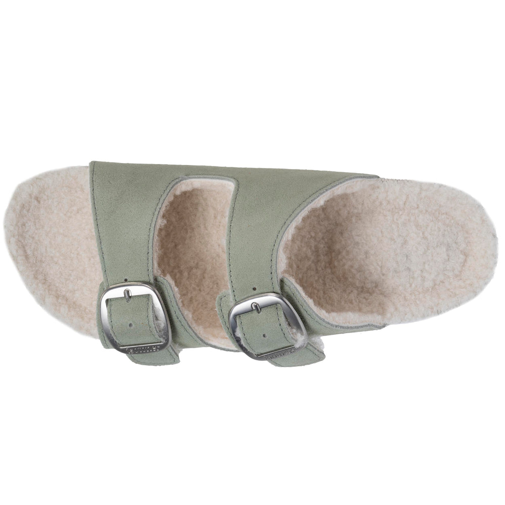 Chaussons sandales Femme Sherpa Vert d'eau - Isotoner