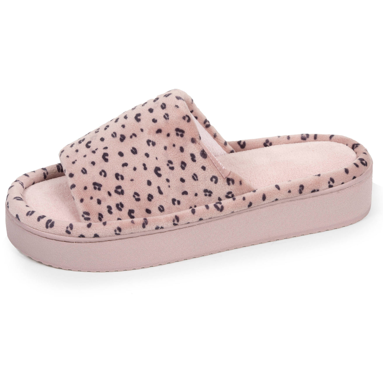 Chaussons sandales plateforme Femme Léopard rose