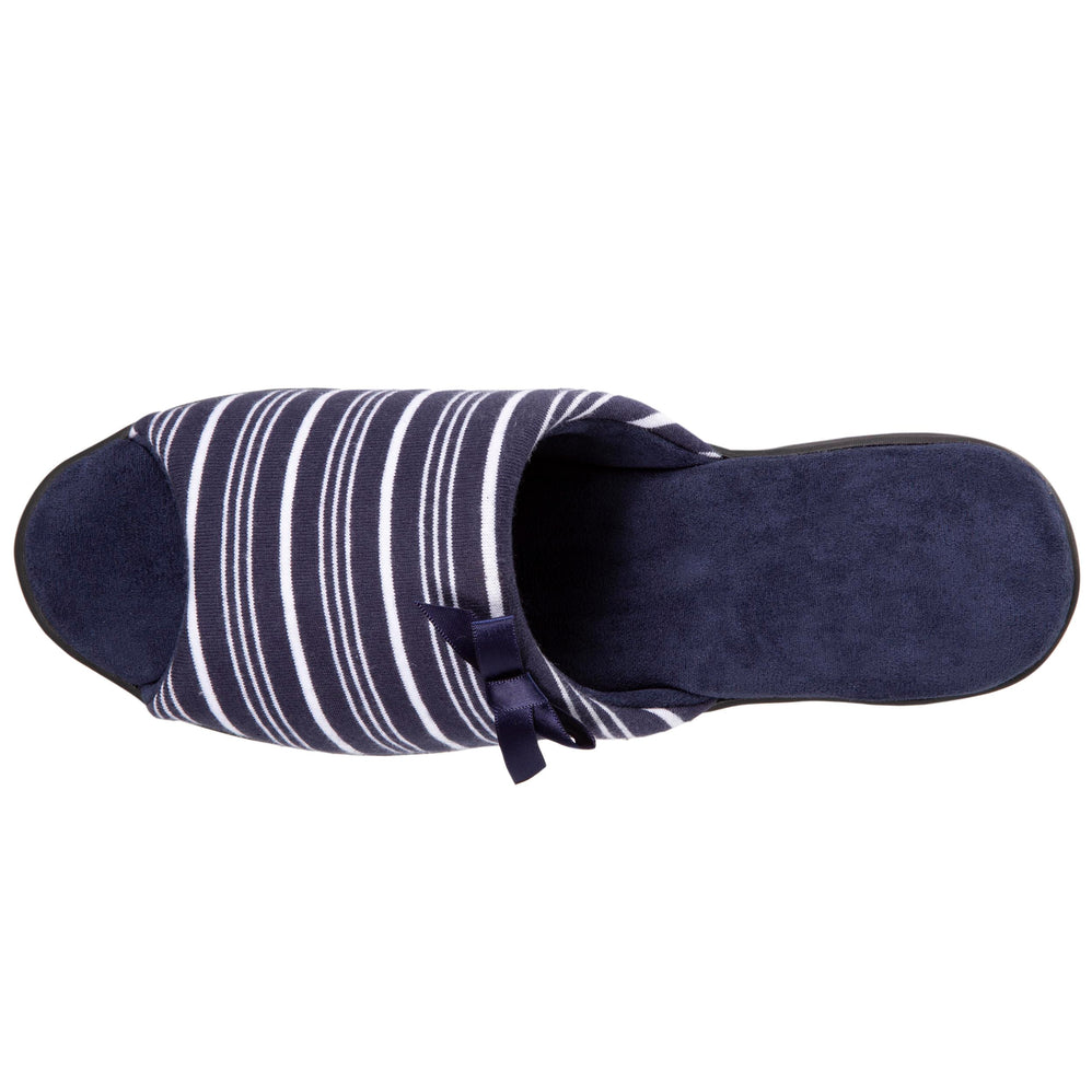 Chaussons sandales talon Femme Rayures Marine - Isotoner