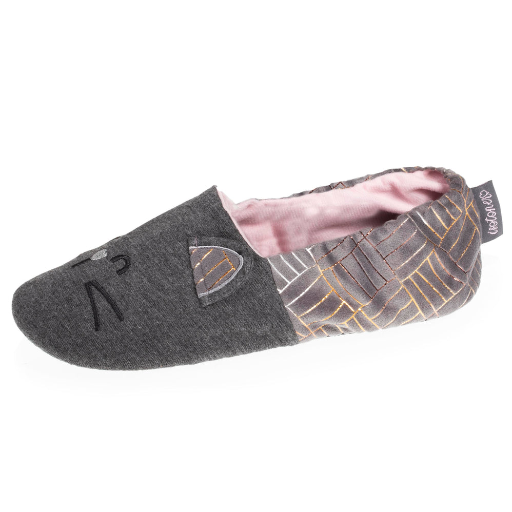 Chaussons slippers Femme 3D Gris chiné foncé - Isotoner