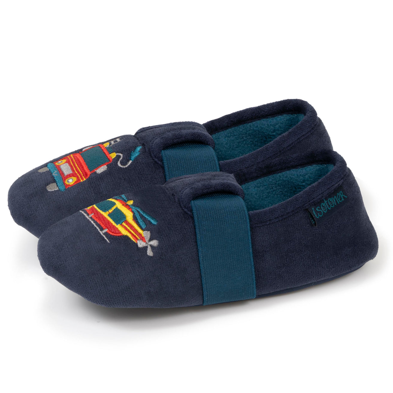 Chaussons slippers Garçon Pompier Marine Isotoner