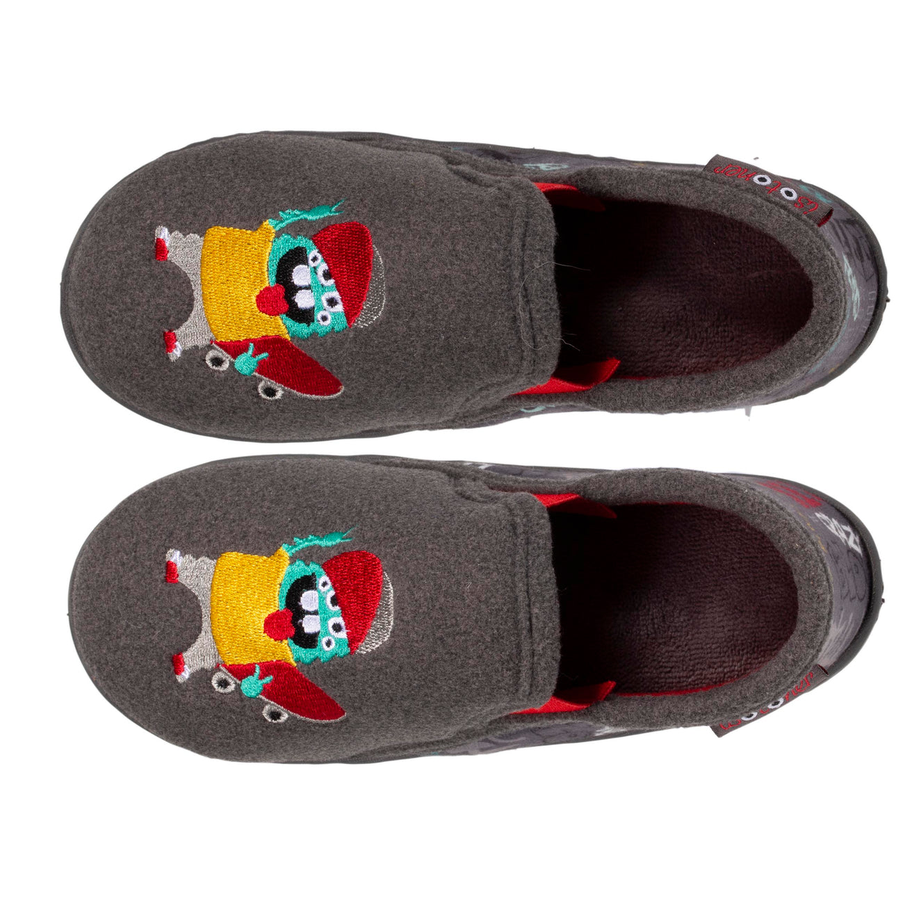 Chaussons mocassins Enfant Monstre Gris