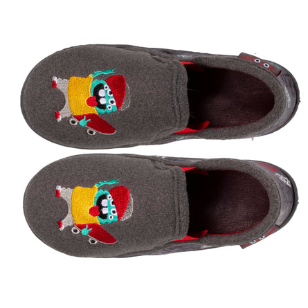 Chaussons mocassins Enfant Monstre Gris - Isotoner