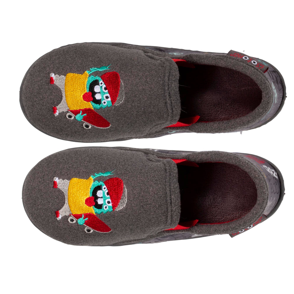 Chaussons mocassins Enfant Monstre Gris - Isotoner