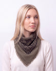 Écharpe Bandana carrée Femme Maille Kaki