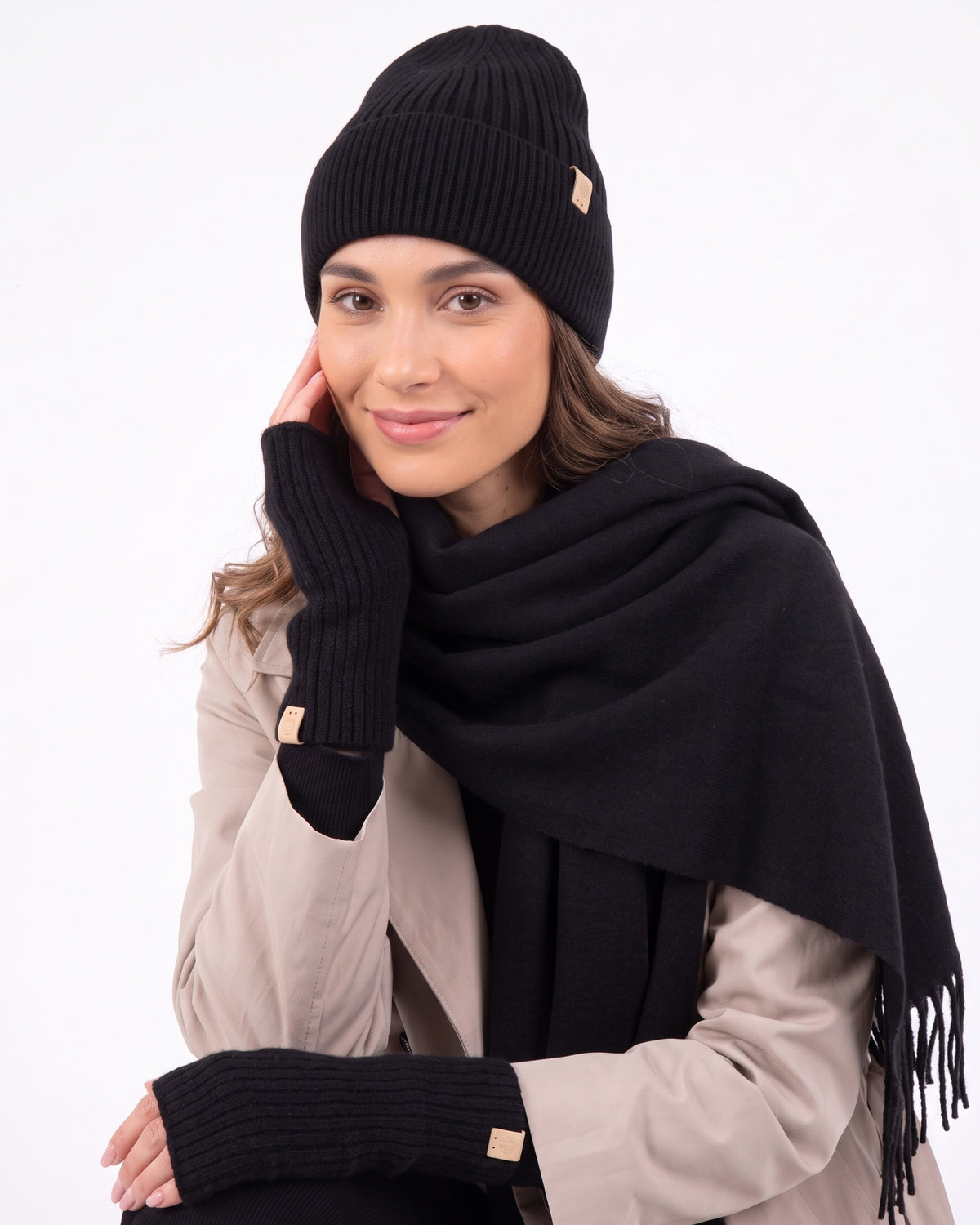 Bonnet Femme maille Ultra-doux Noir