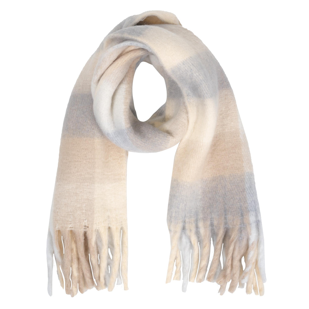 Echarpe plaid Femme avec franges Beige/Gris - Isotoner