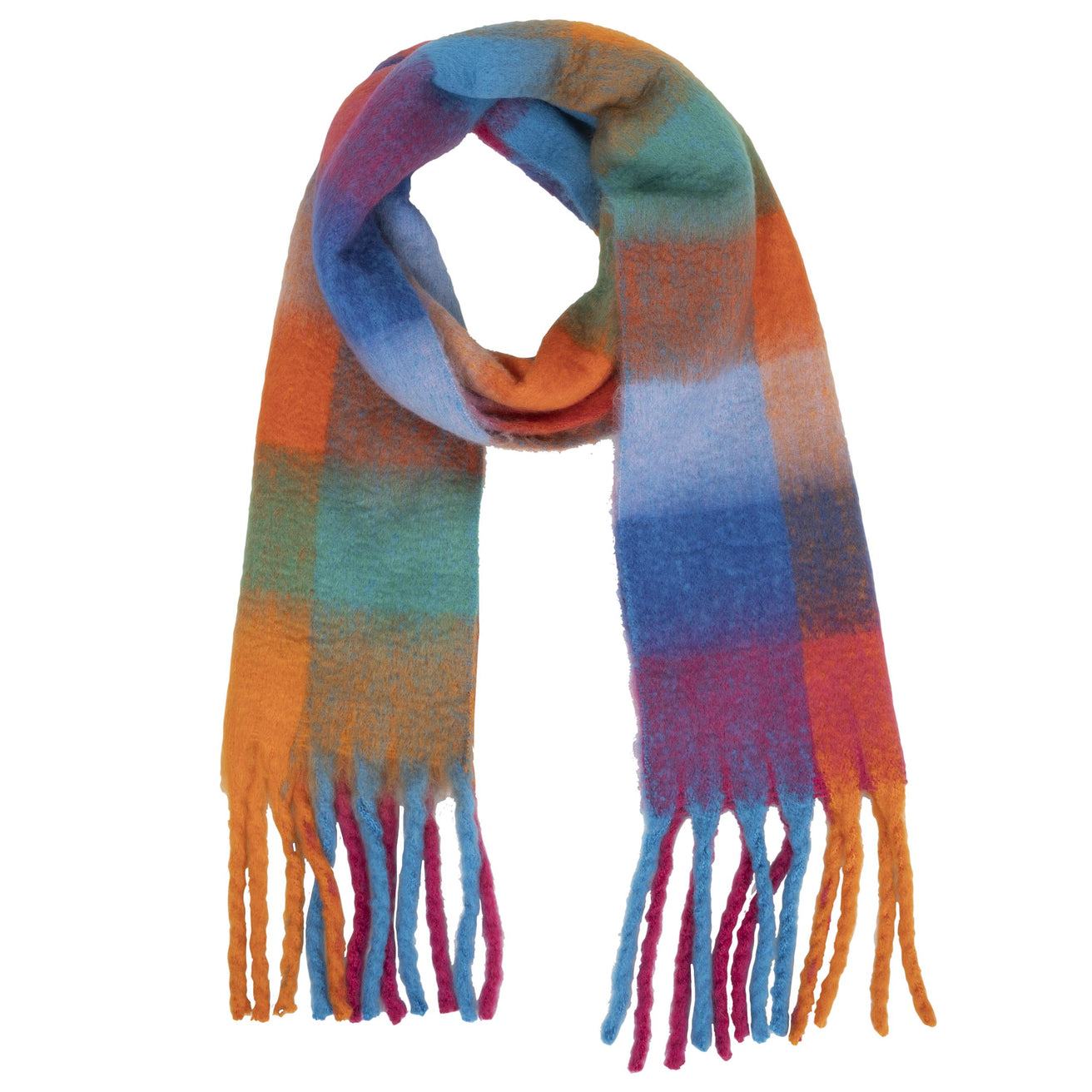 Echarpe plaid Femme avec franges Multicolore