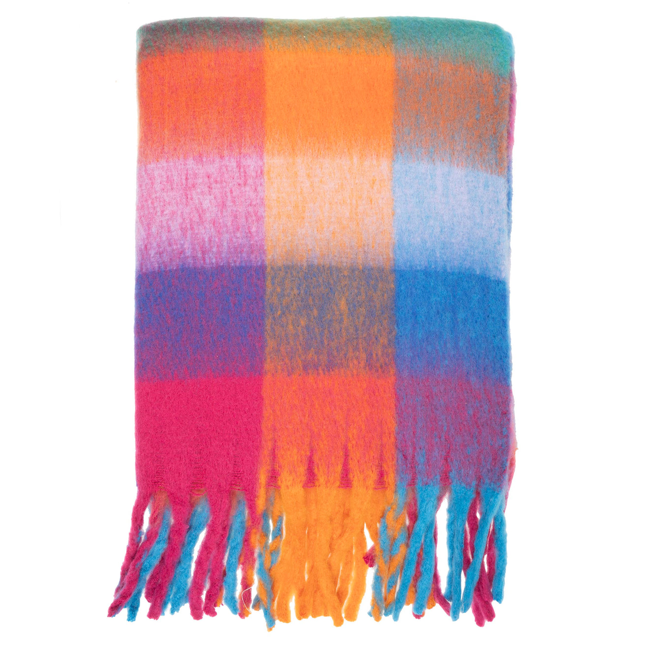 Echarpe plaid Femme avec franges Multicolore