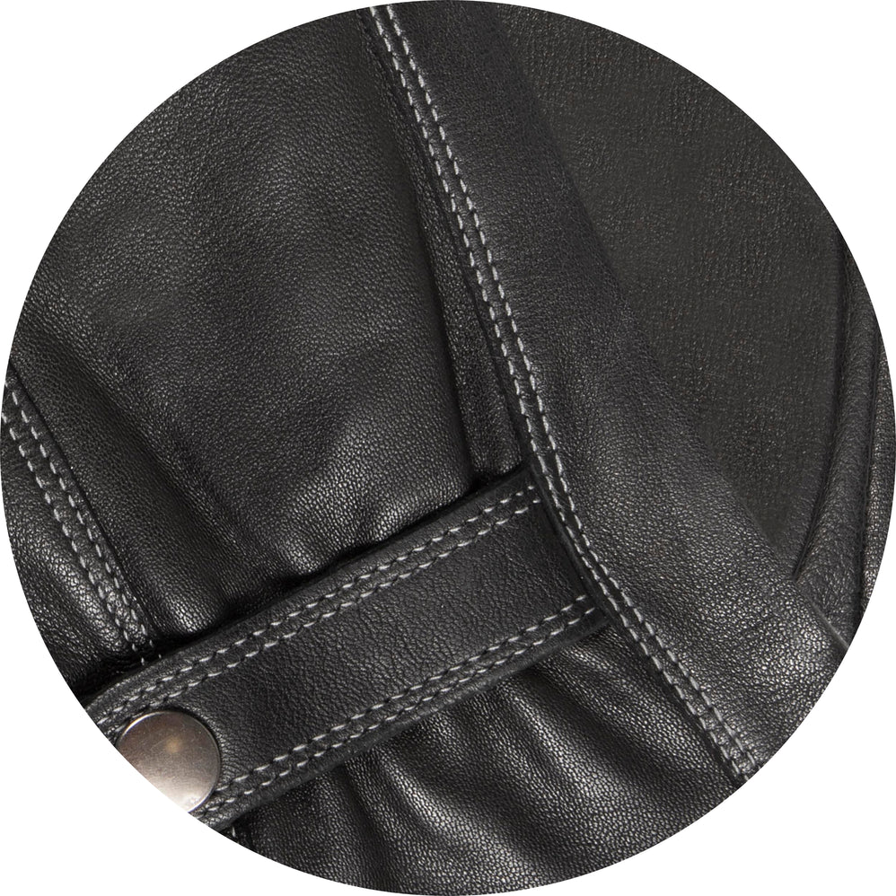 Gants Homme tactiles cuir d'agneau Noir - Isotoner