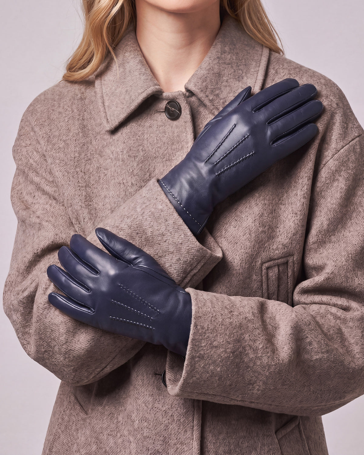 Gants Femme 3 baguettes cuir Denim