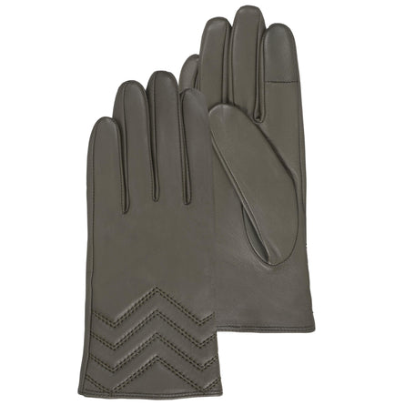 Gants Femme Cuir d'agneau Kaki surpiqûres - Isotoner