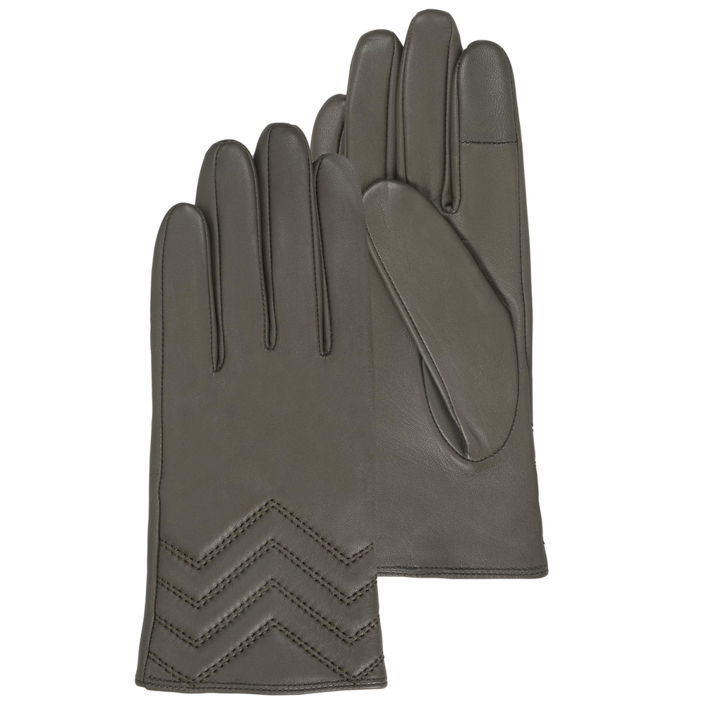 Gants Femme Cuir d'agneau Kaki surpiqûres - Isotoner