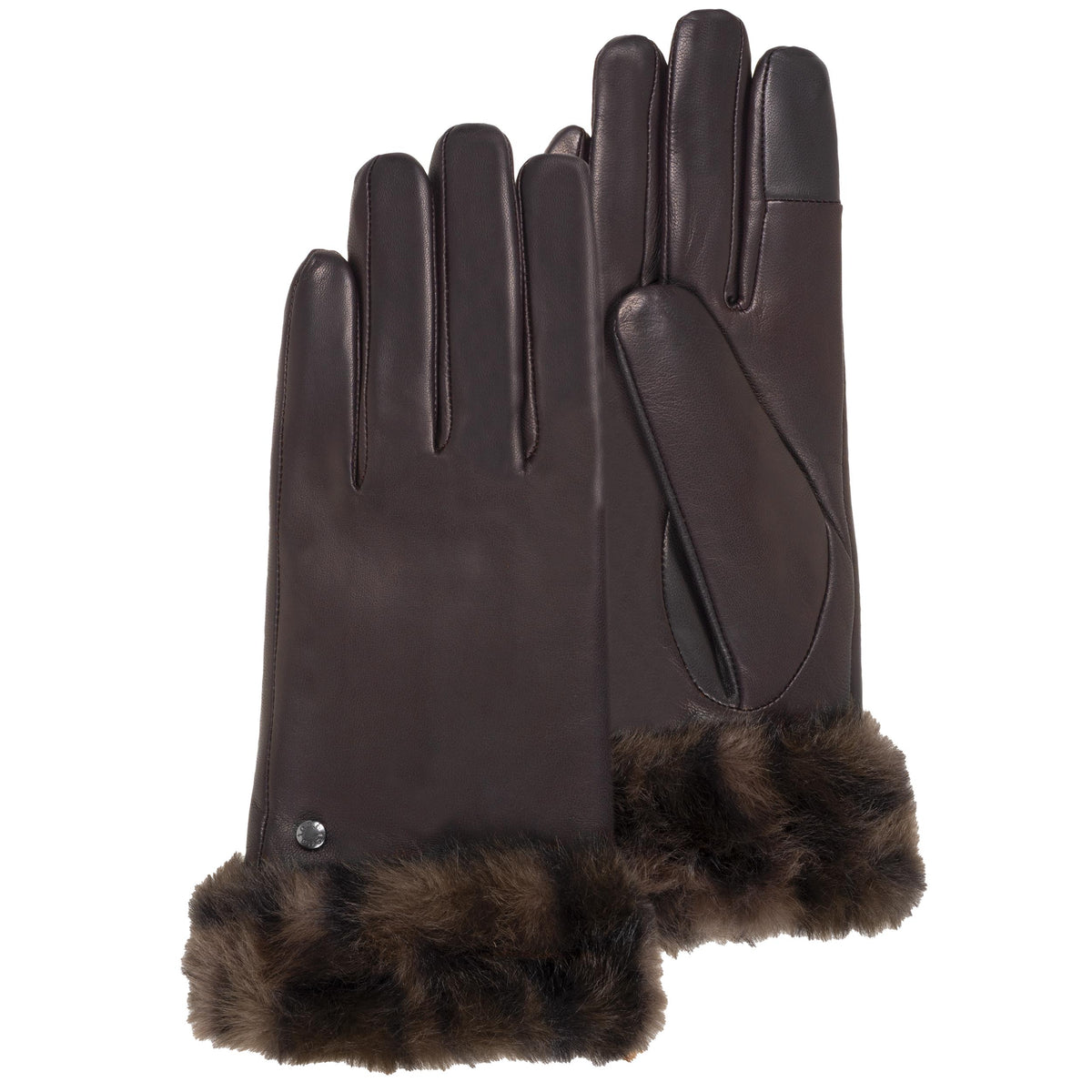 Gants Femme Tactiles Cuir Marron/Léopard