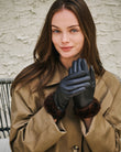 Gants Femme Tactiles Cuir Marron/Léopard