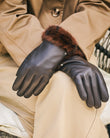 Gants Femme Tactiles Cuir Marron/Léopard