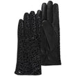 Gants Femme Tactiles Cuir d'Agneau Noir Léopard