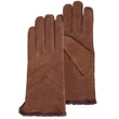 Gants Femme tactiles cuir velours Cognac
