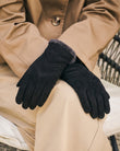 Gants Femme tactiles cuir velours Noir