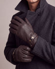 Gants cuir Homme Marron patte de resserrage