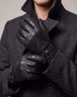 Gants cuir Homme Noir patte de resserrage