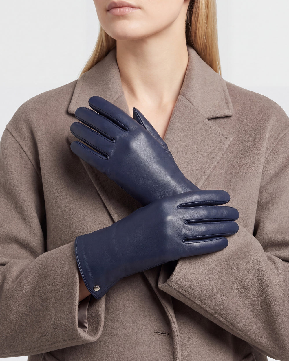 Gants Femme cuir doublé soie Marine - Isotoner
