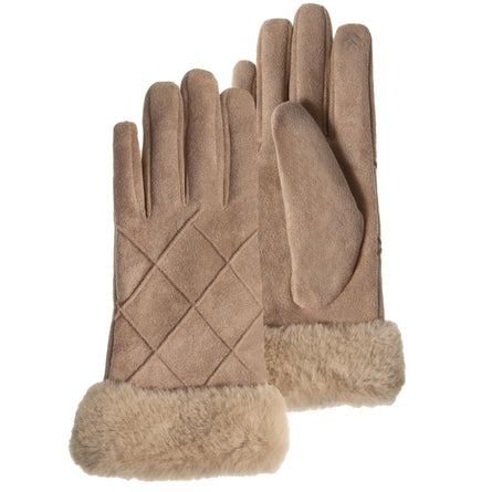 Gants Femme Beige suédine tactiles - Isotoner