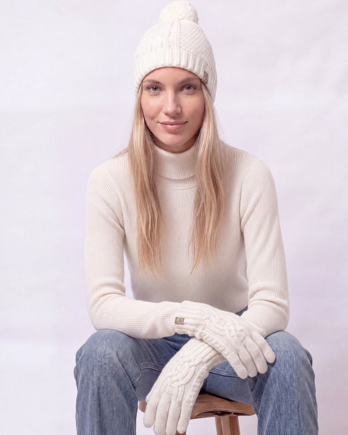 Gants Femme Maille d'Aran Blanc