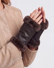 Mitaines Femme cuir d’agneau Marron