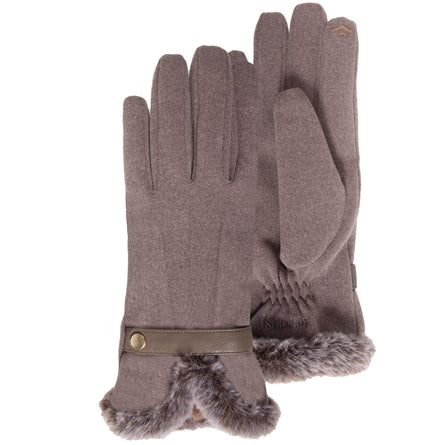 Gants Femme Taupe tactiles suédine - Isotoner