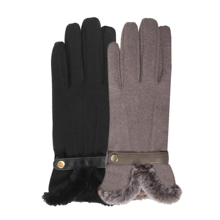 Gants Femme Taupe tactiles suédine - Isotoner
