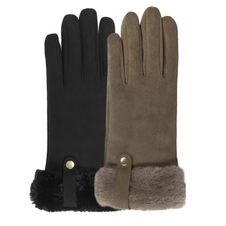 Gants femme kaki tactiles suédine - Isotoner