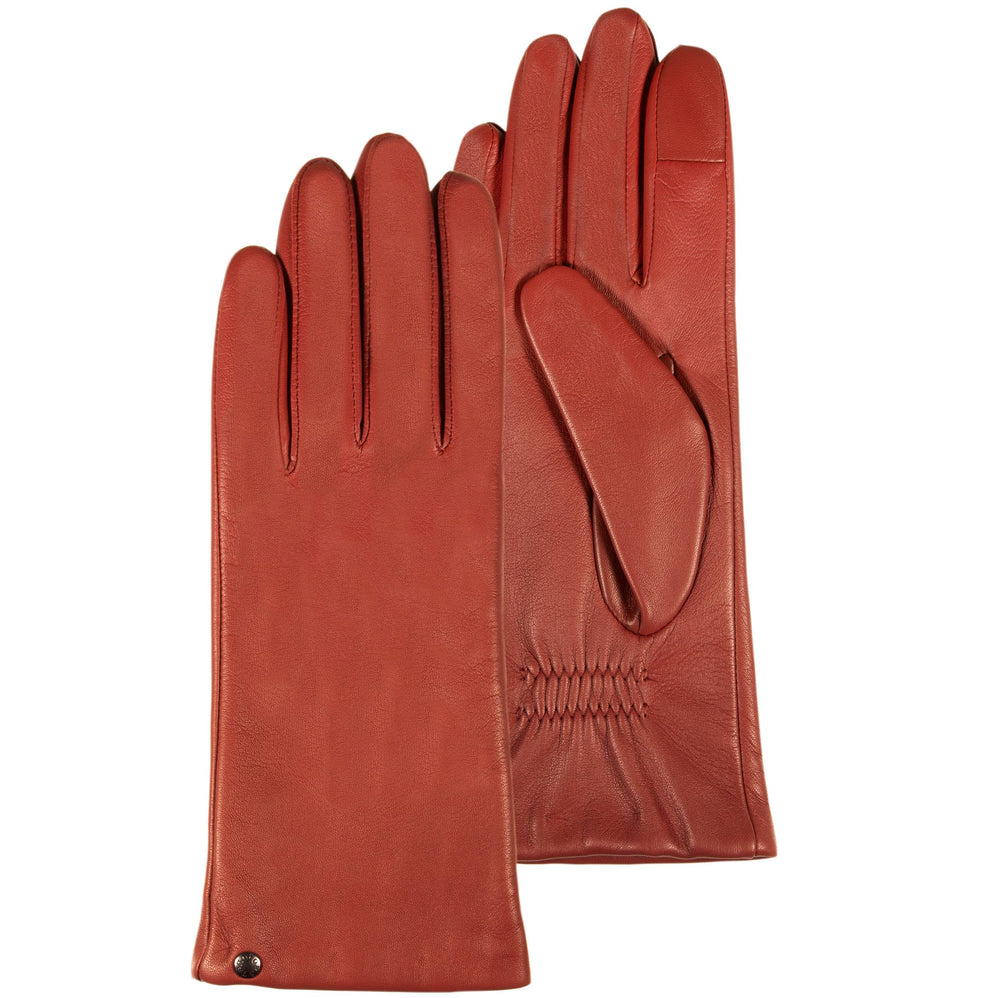 Gants Femme tactiles Cuir doublés Mandarine - Isotoner