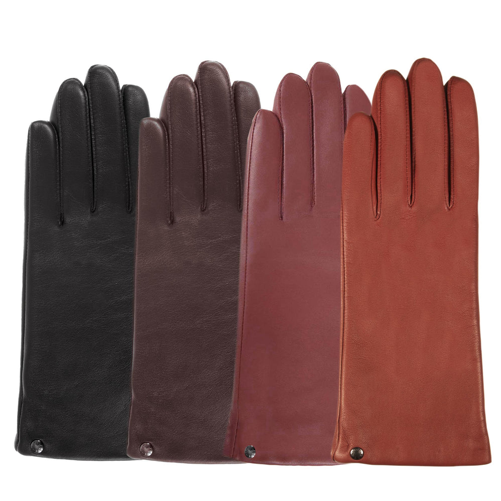 Gants Femme tactiles Cuir doublés Mandarine - Isotoner