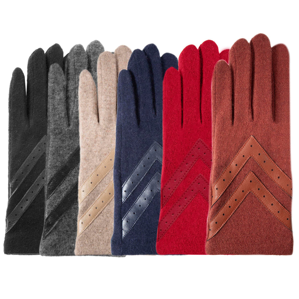 Gants Femme tactiles laine Rouge - Isotoner