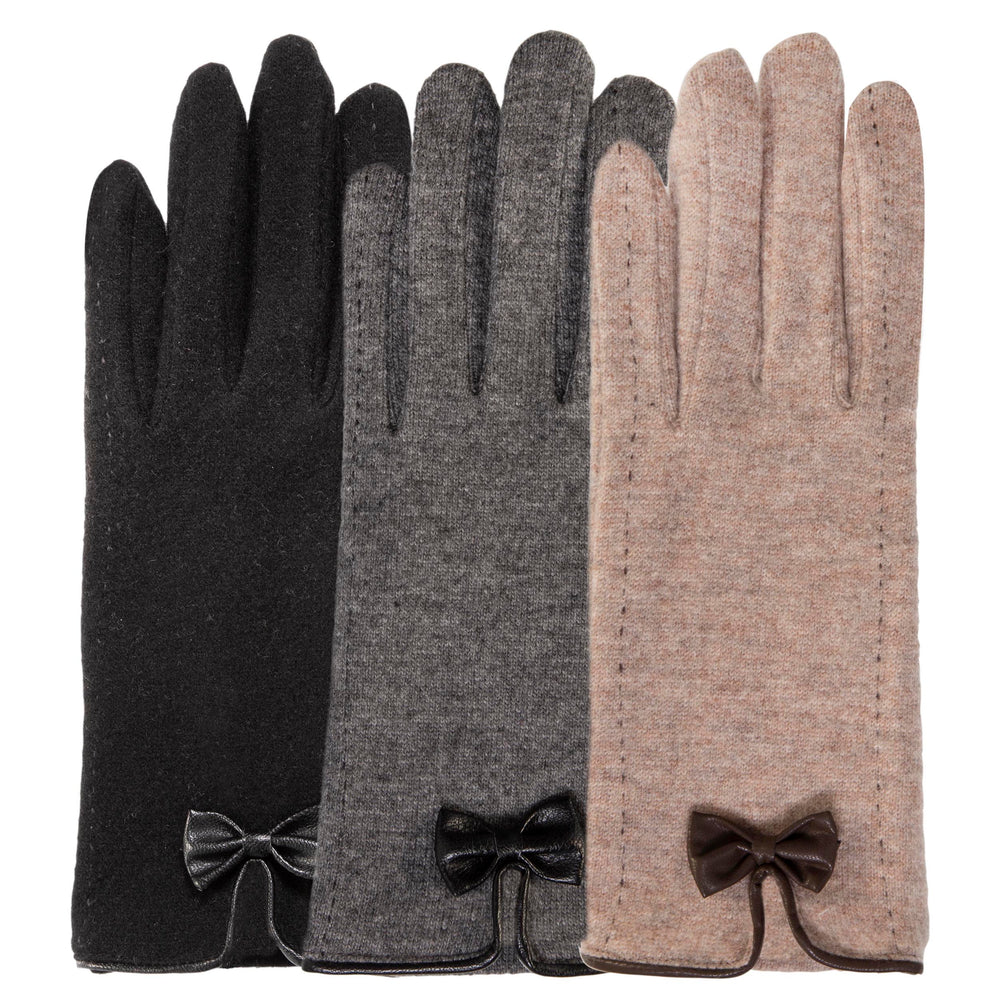 Gants Femme tactiles nœud Noir - Isotoner