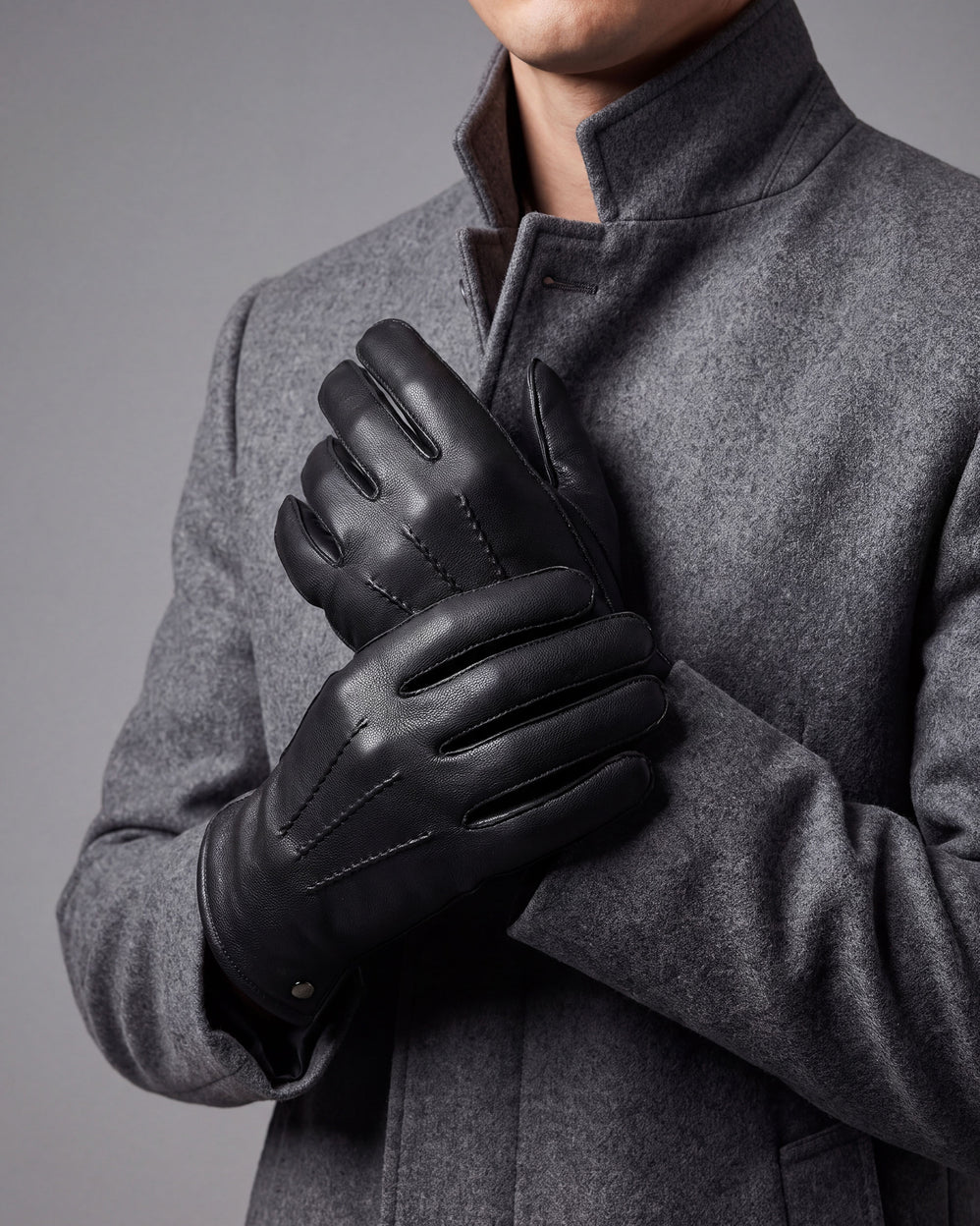 Gants cuir Homme Noir 3 baguettes - Isotoner