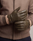 Gants Homme tactiles cuir/tricot Kaki
