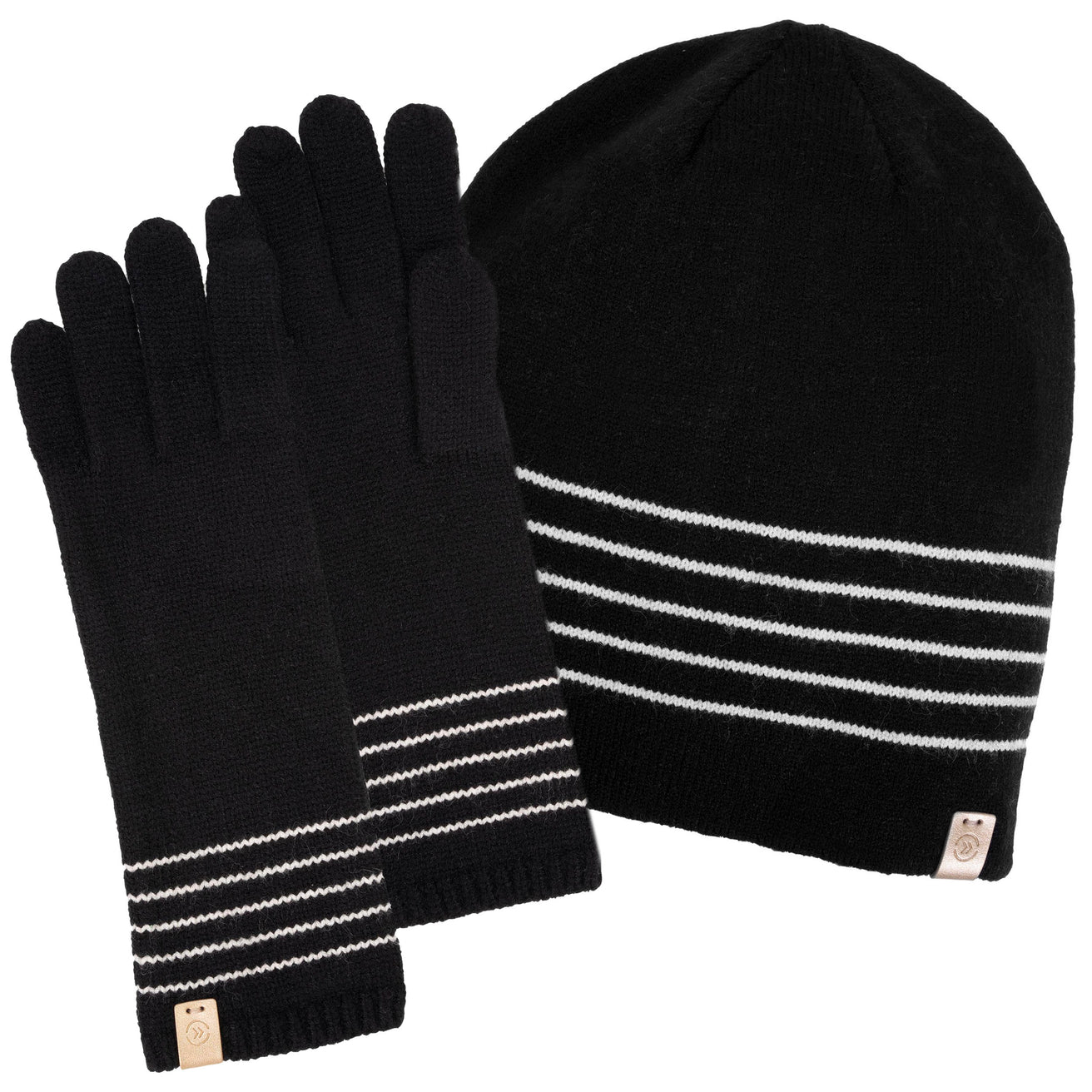 Gants longs à rayures Soft Touch Noir