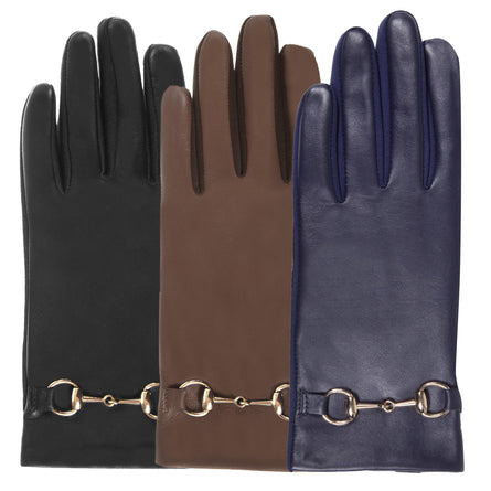 Gants Femme tactiles cuir de mouton Marine - Isotoner