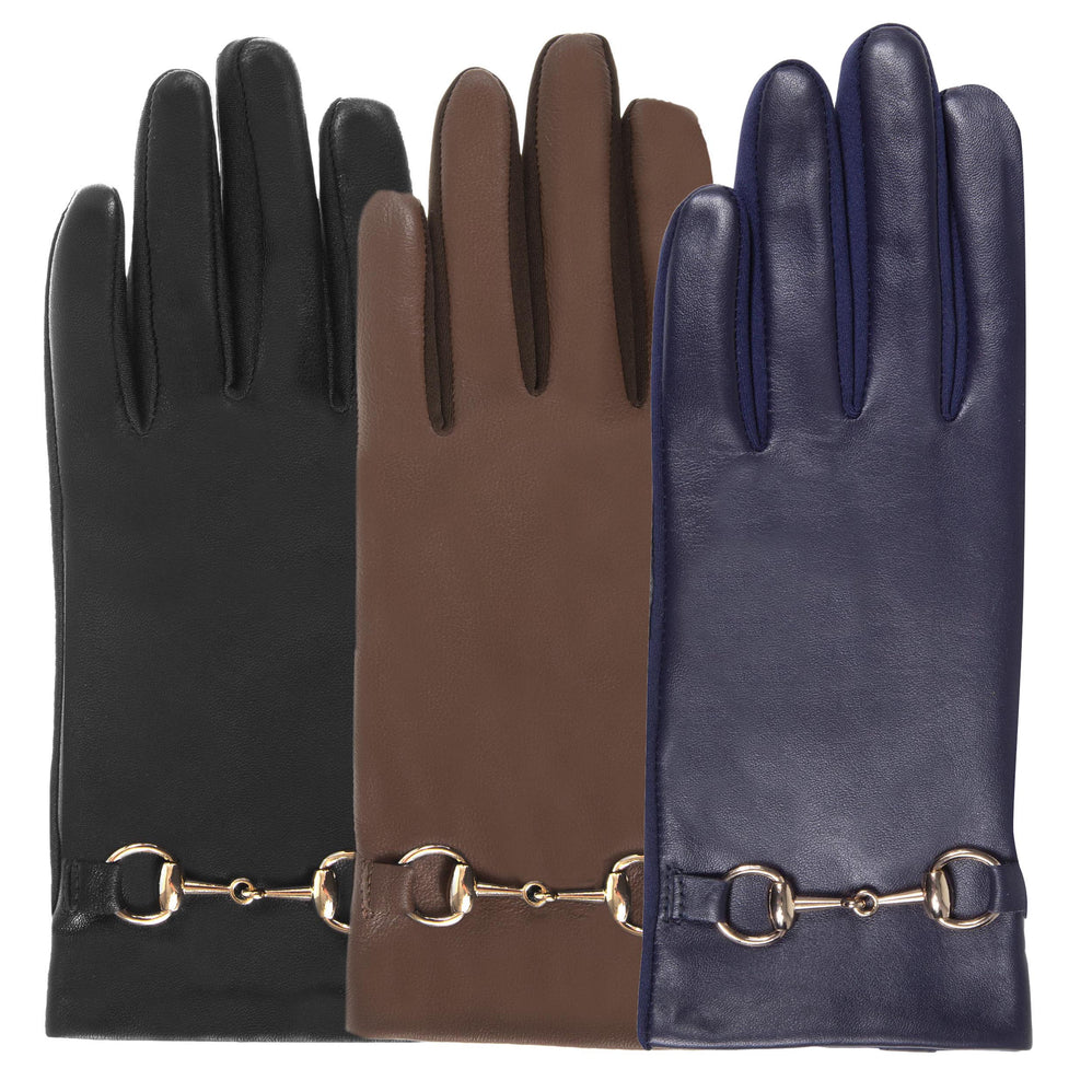 Gants Femme cuir détail mors Noir - Isotoner