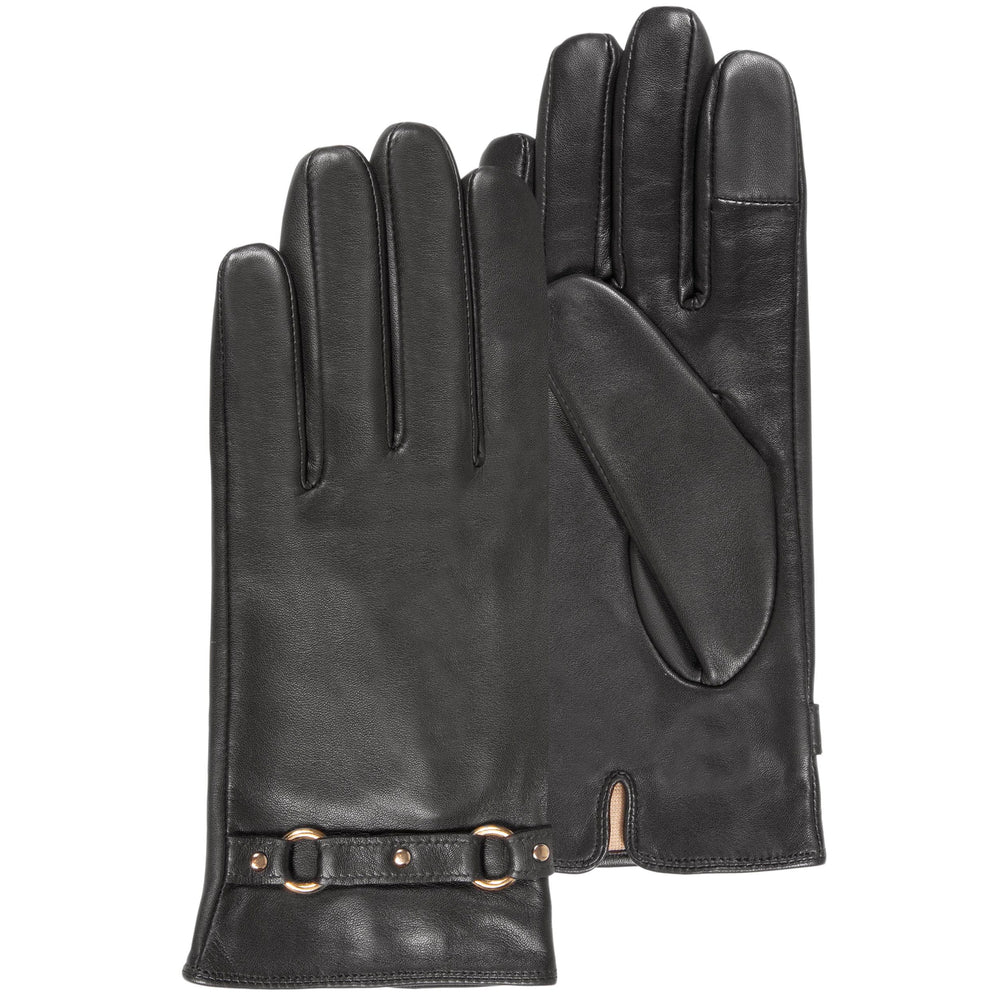 Gants Femme tactiles cuir anneaux Noir - Isotoner